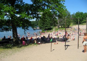 Så här såg det ut vid Flatenbadet i lördags.